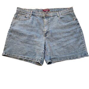 Jeanbay Denim Shorts Embellished Pockets Blue Stretch Womens Size‎ 20W EUC